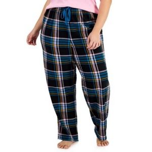 Jenni by Jennifer Moore plaid lounge sleep pants, teal/black size large